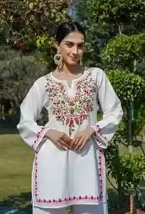 Kashmiri Aari Work Cotton Short Kurta